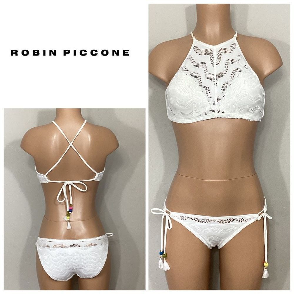 New. Robin Piccone white crochet lace bikini. XS. Retails $198
